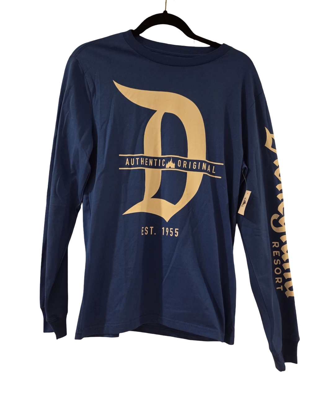 Disney Parks Disneyland Resort D Logo Blue Long Sleeve T-Shirt Adult Small NEW